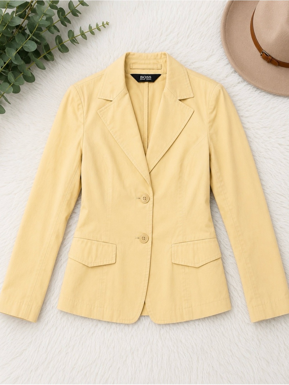 🌟 Hugo Boss Light Tan Tailored Cotton Blazer | Women’s US 12 | Designer